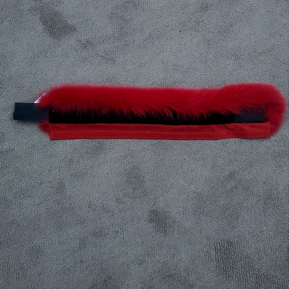 Red Fox Fur Headband with Jeweled Edge - Picture 3 of 3